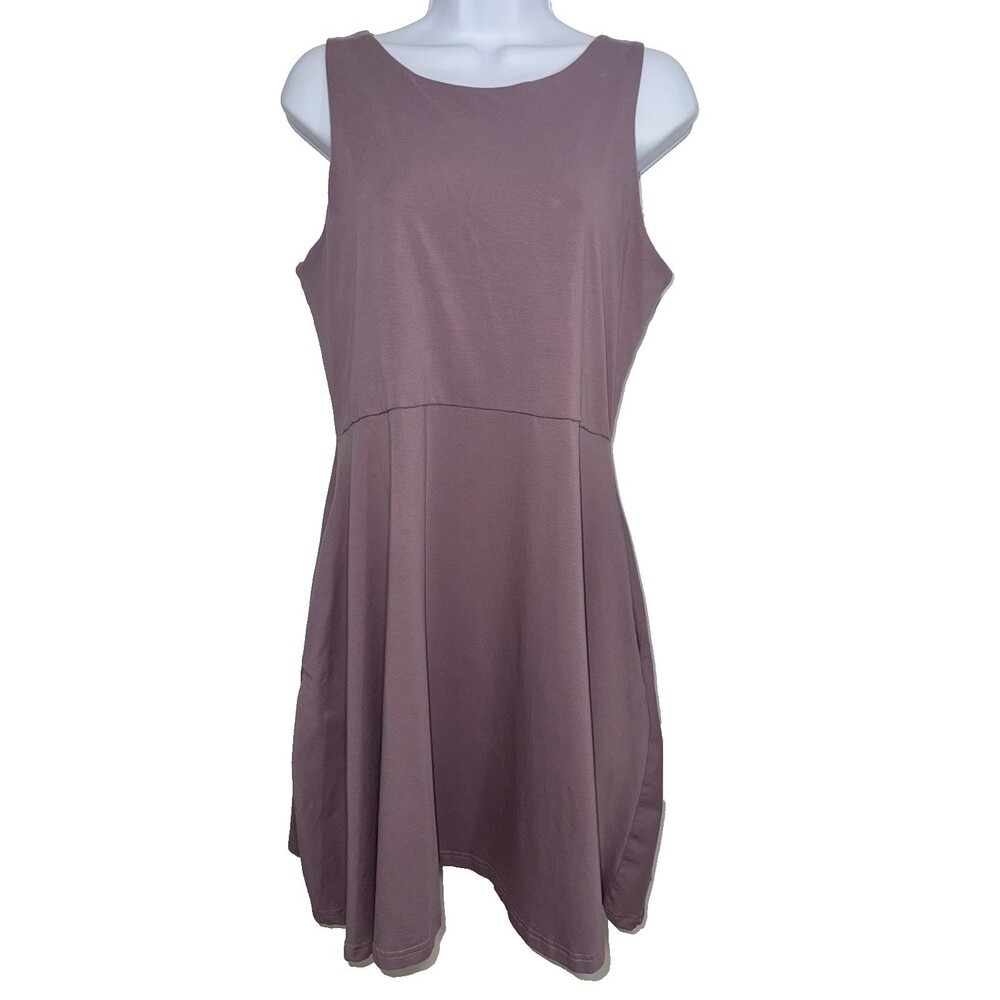 Pact Organic Cotton Mini Dress Purple Lilac Pockets Sleeveless Women Large